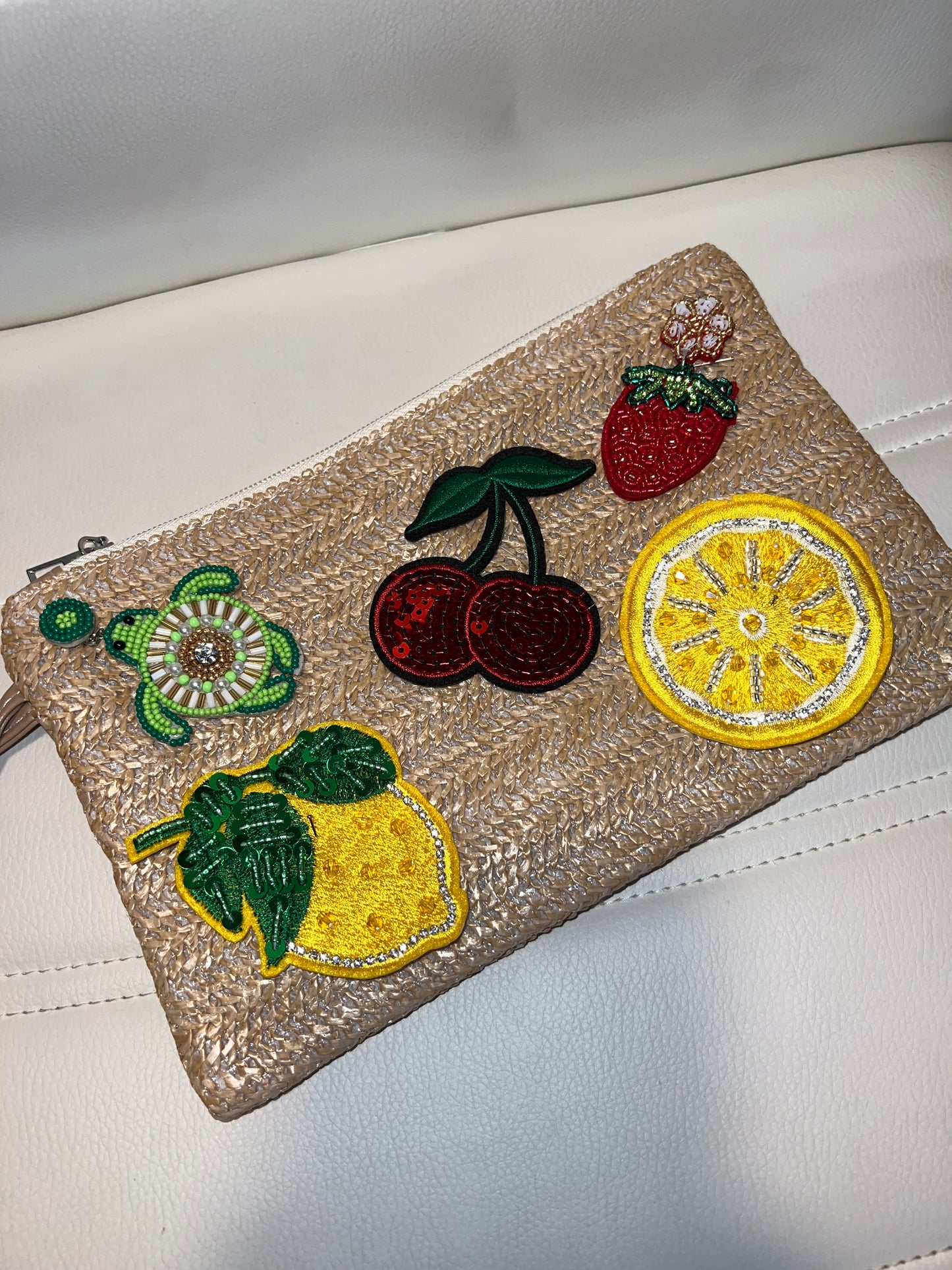Straw charm bag
