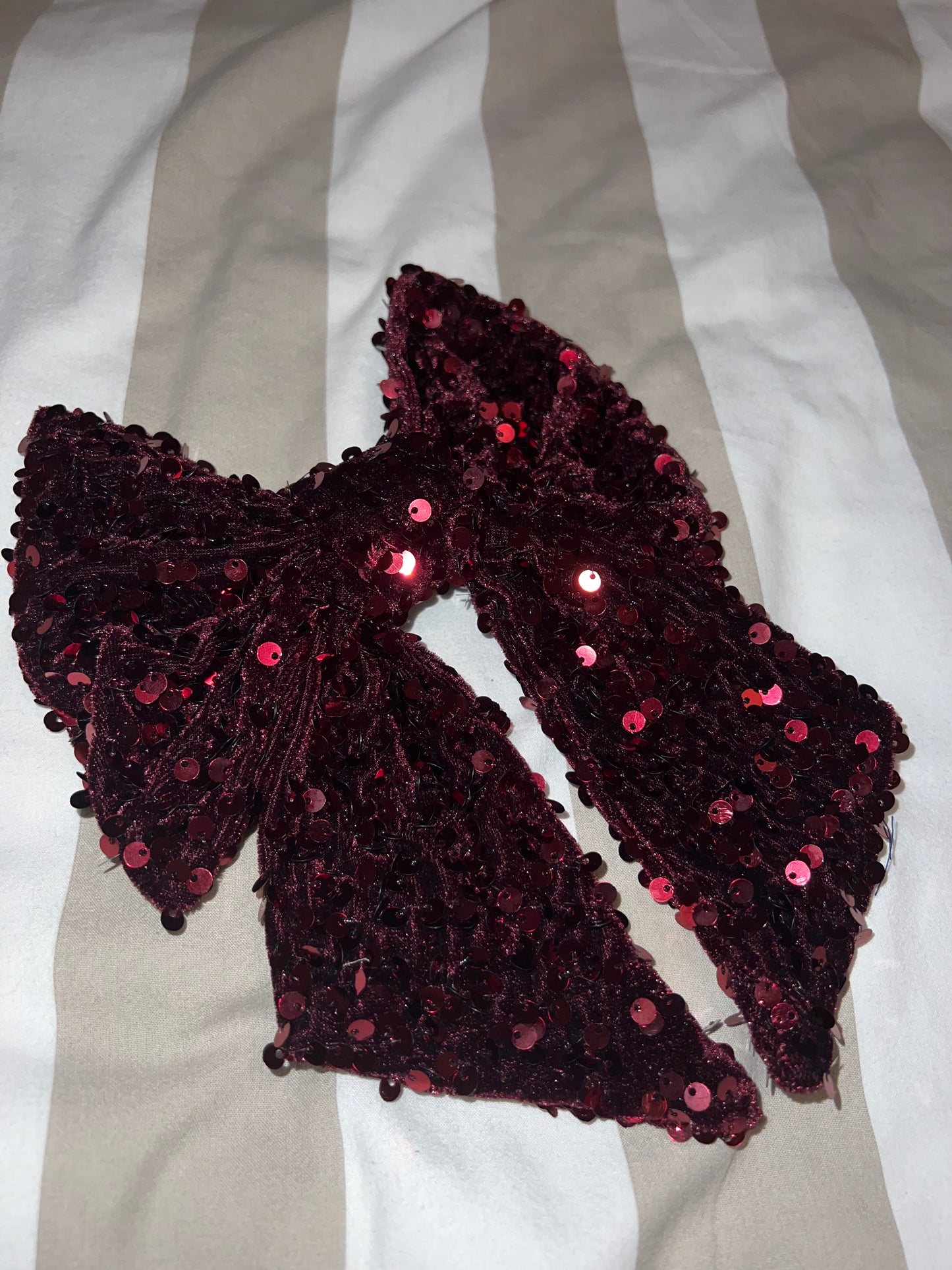 Burgundy sequin bow