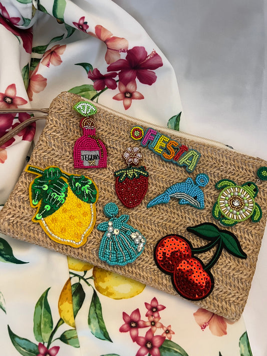 Straw charm bag
