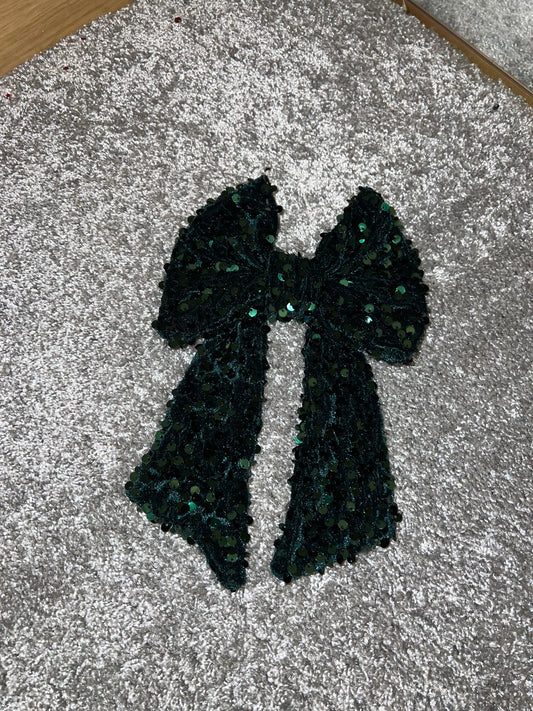 Green sequin bow