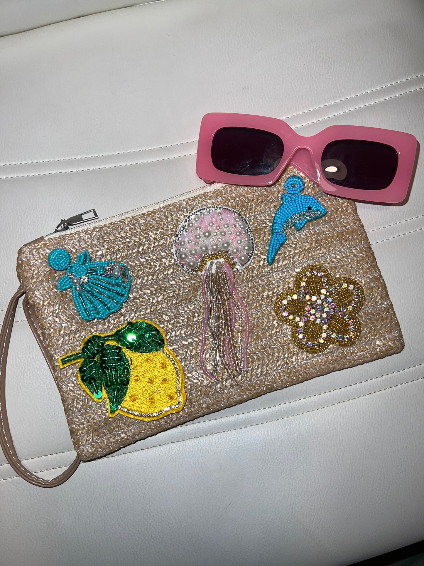 Straw charm bag