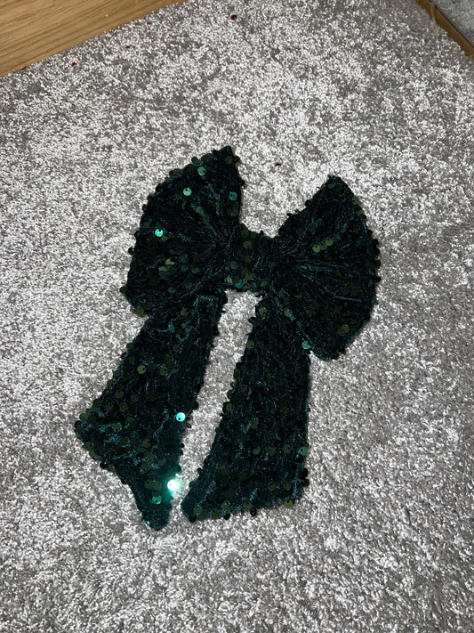 Green sequin bow