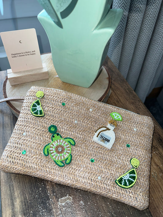 Straw charm bag