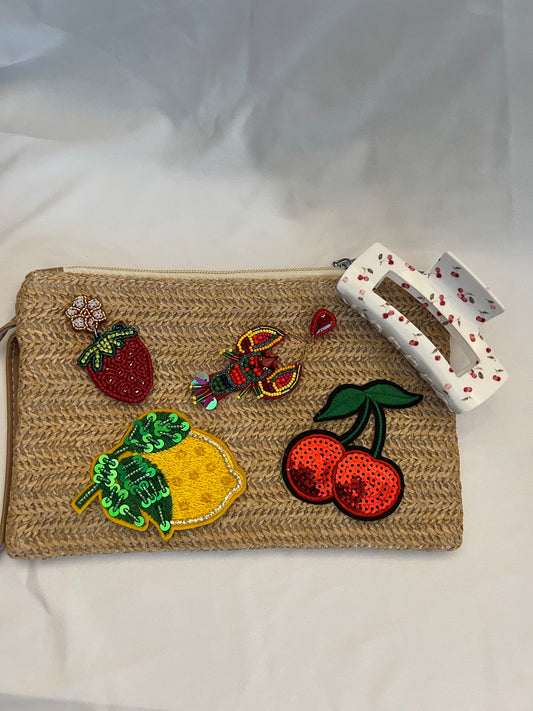 Straw charm bag