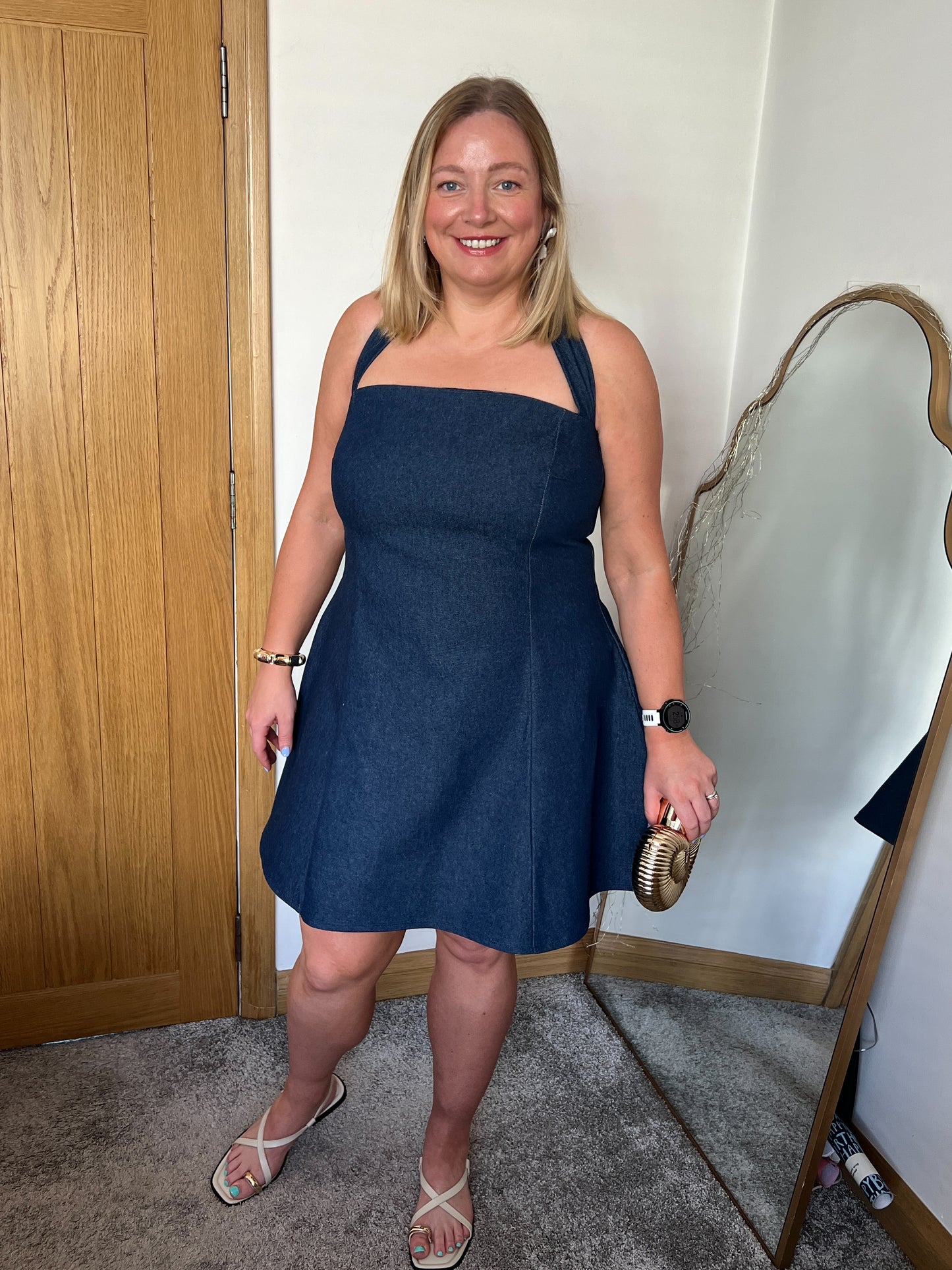 Denim flared dress