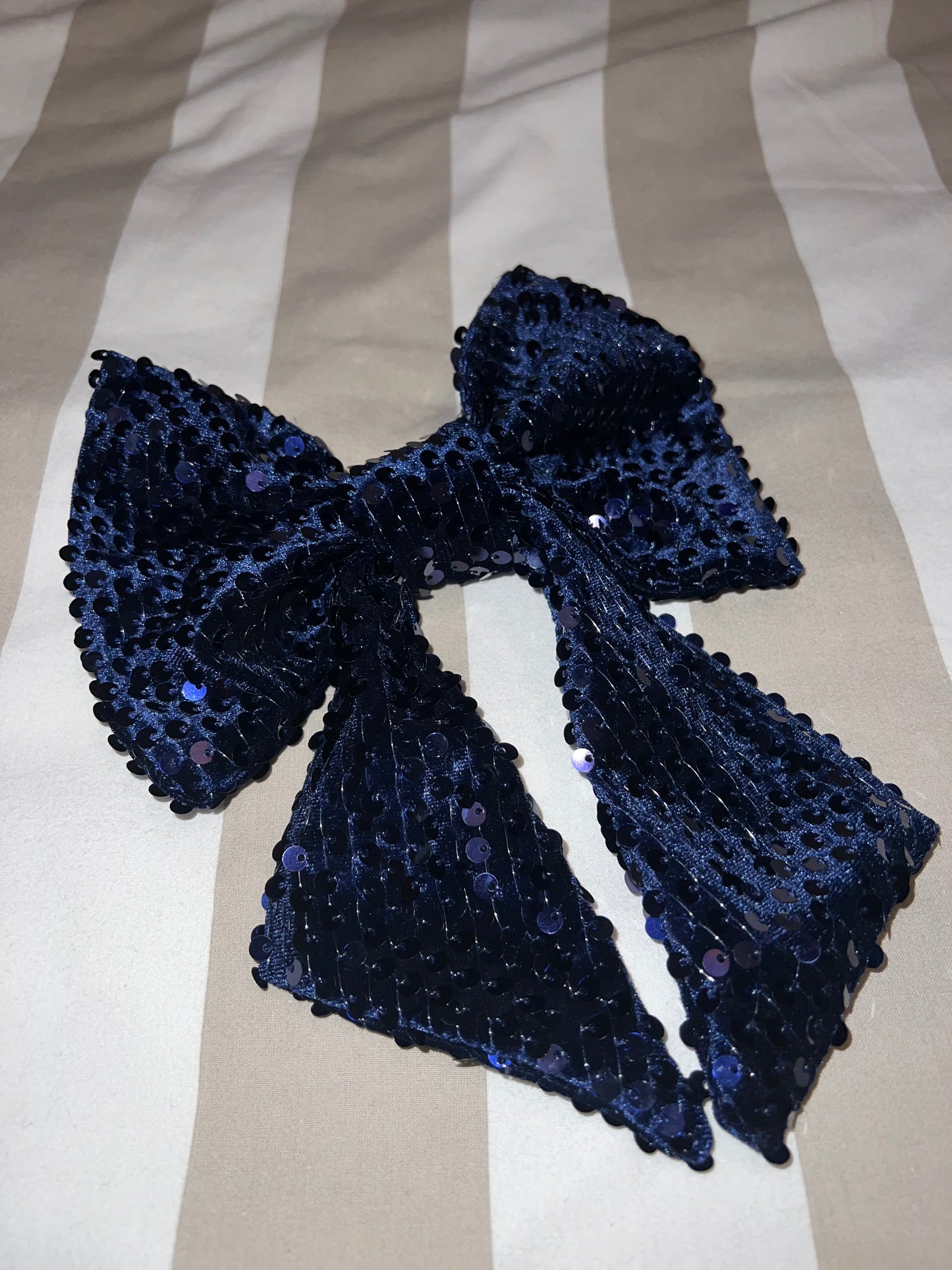 Navy velvet sequin bow