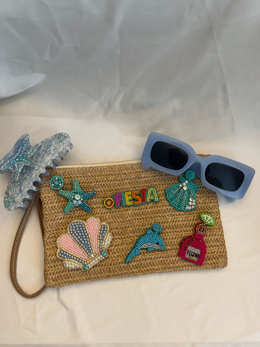 Straw charm bag