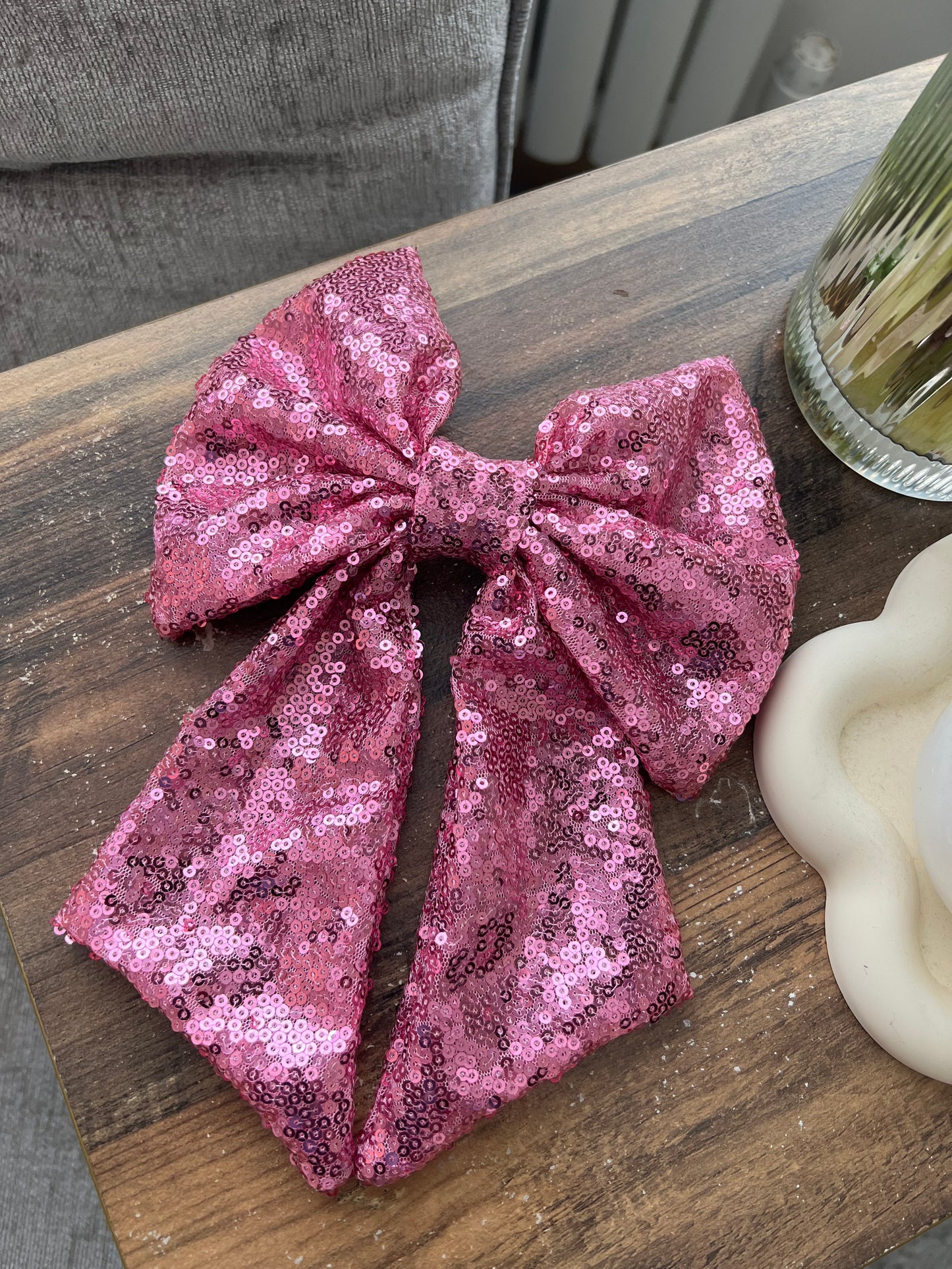 Pink sequin bow