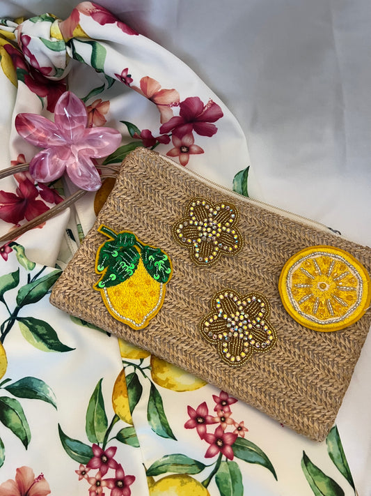 Straw charm bag