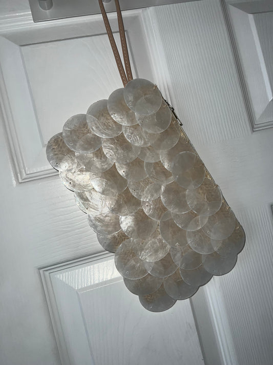 Capiz shell clutch bag