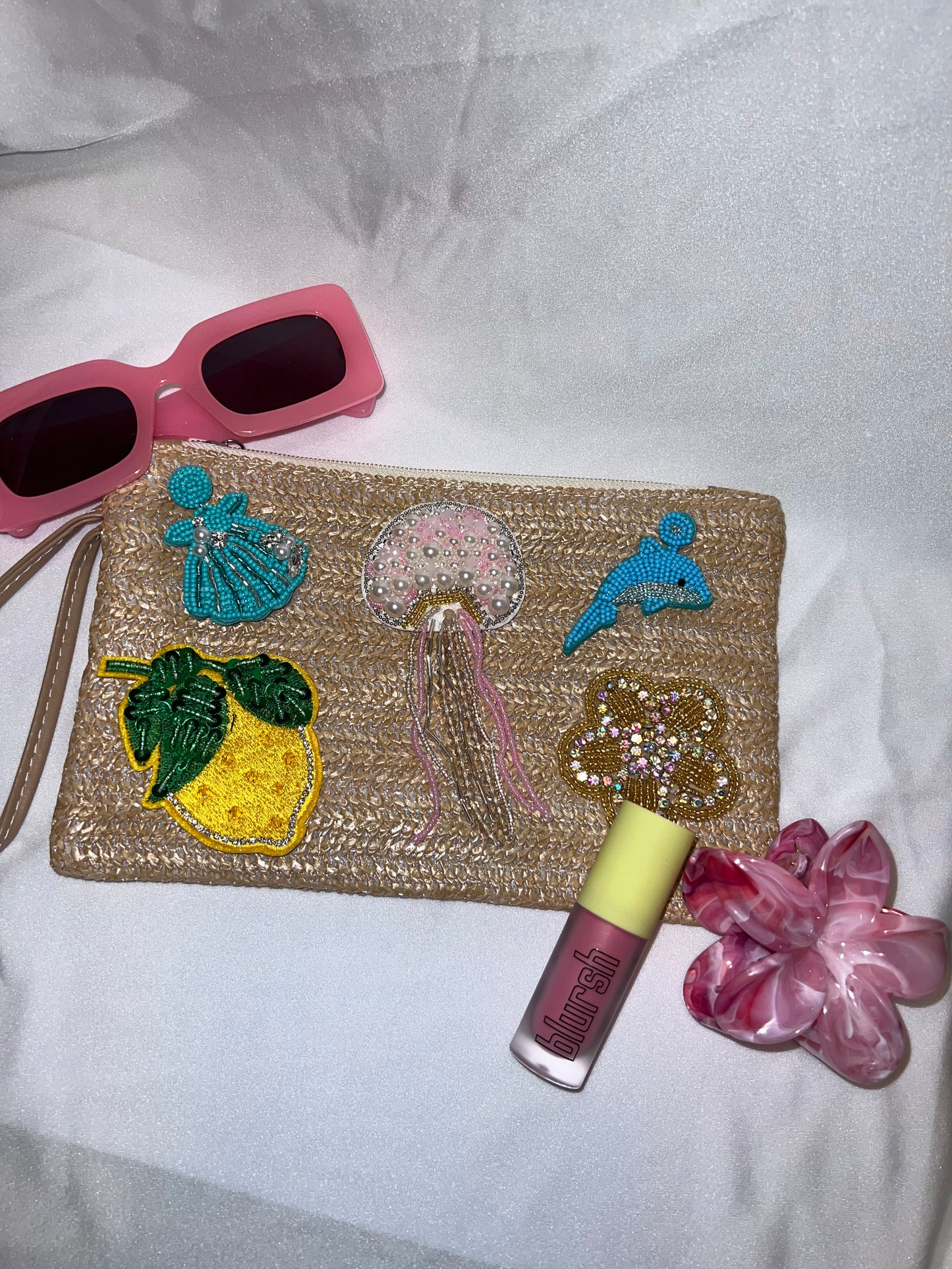 Straw charm bag