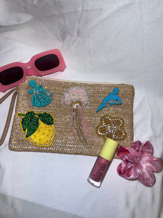 Straw charm bag