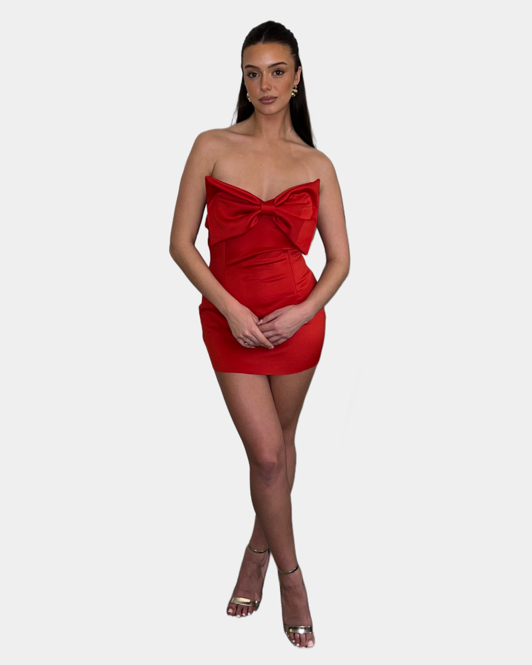 Scuba Bandeau Dress with Front Bow Detail