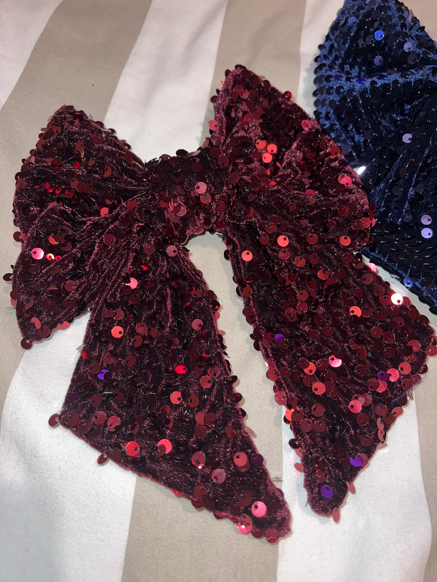 Burgundy sequin bow