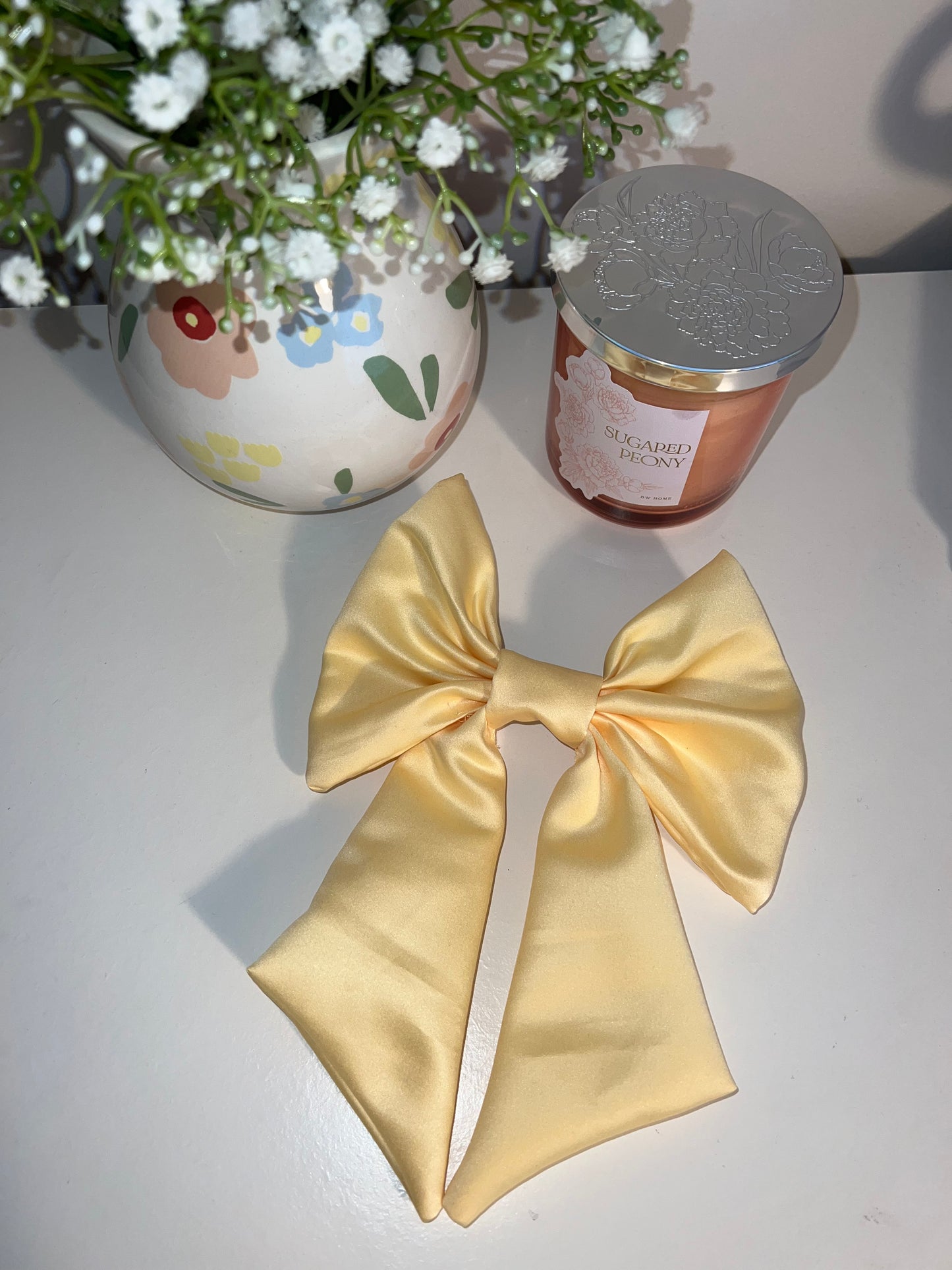 Lemon satin bow