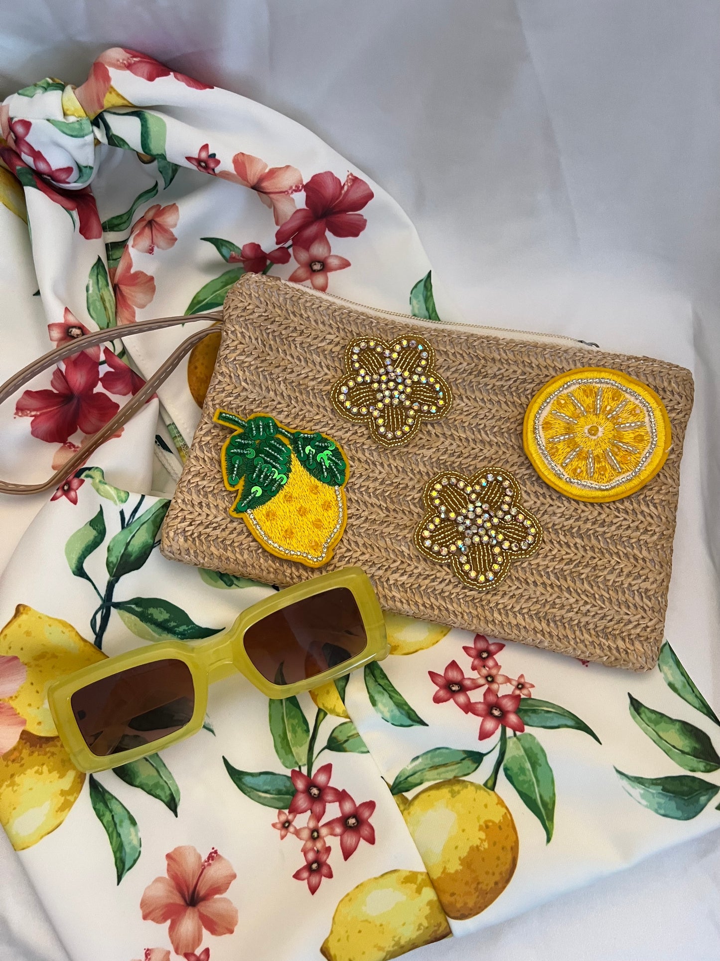 Straw charm bag