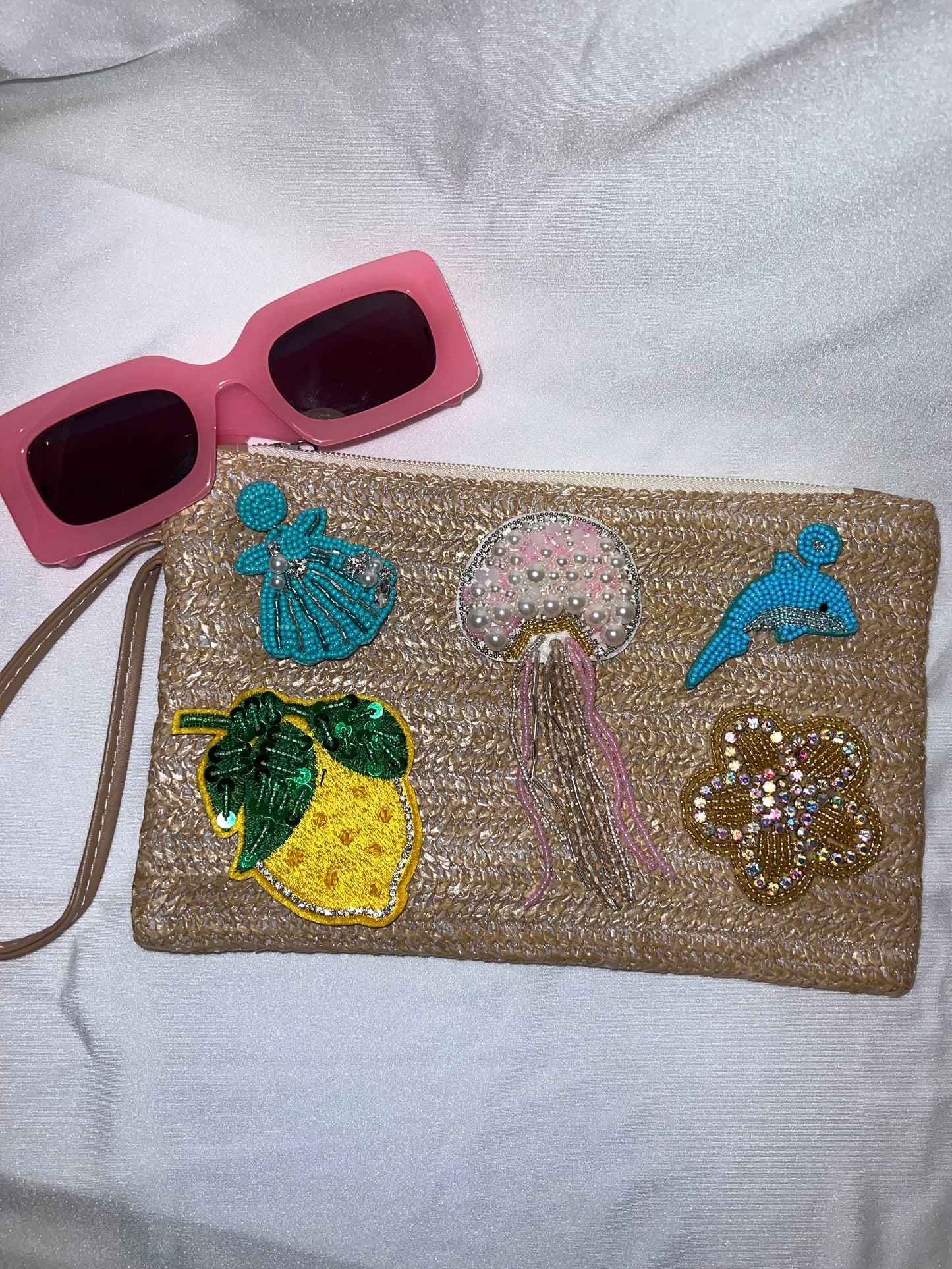 Straw charm bag