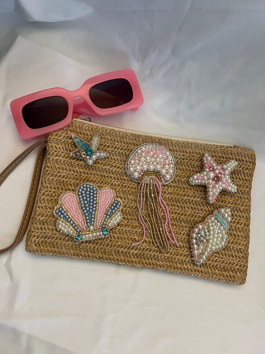Straw charm bag