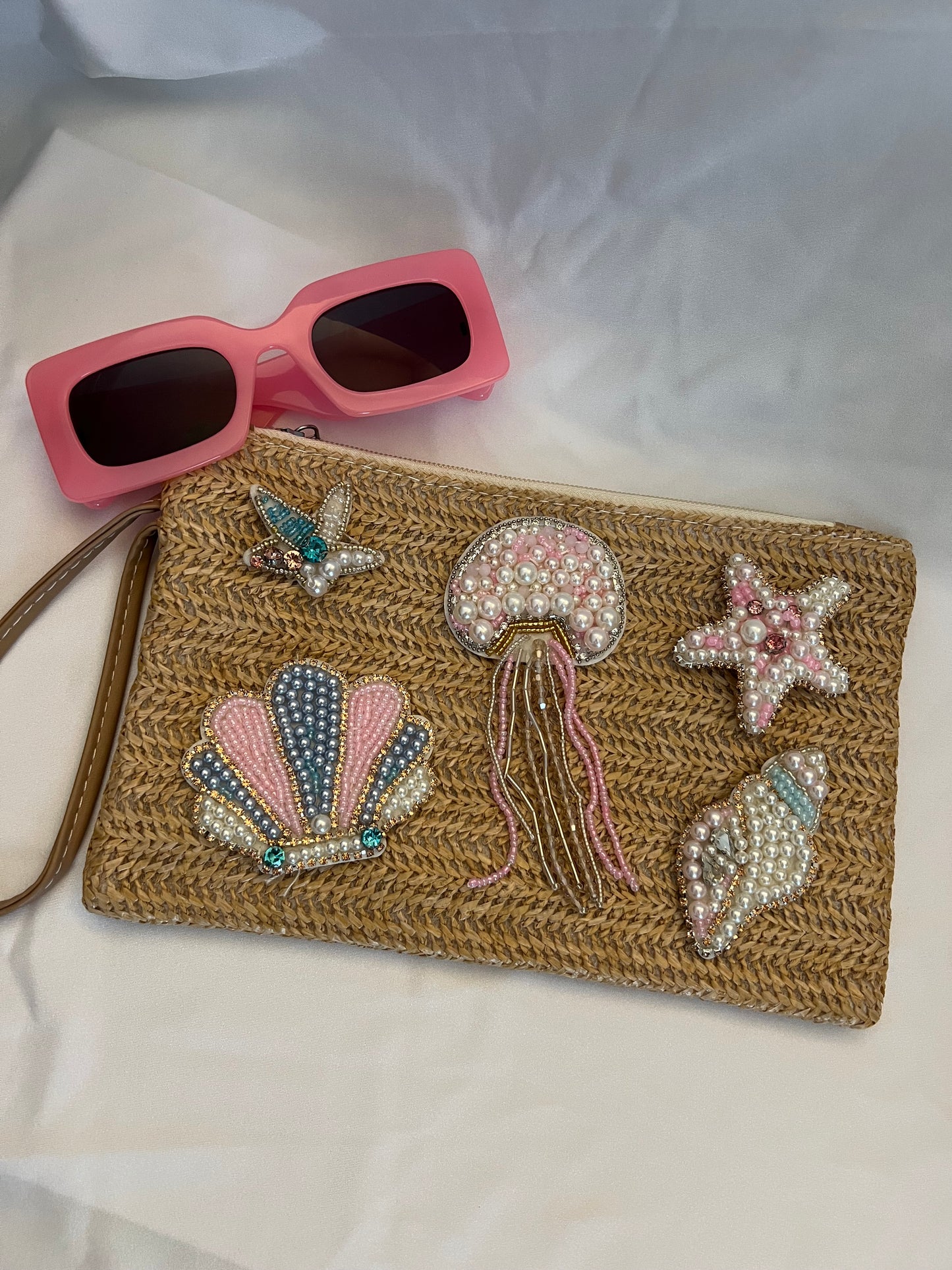 Straw charm bag