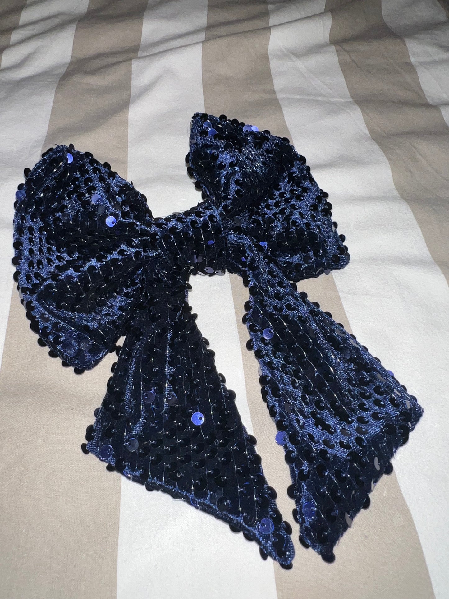 Navy velvet sequin bow