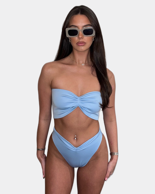 Blue ruched bikini