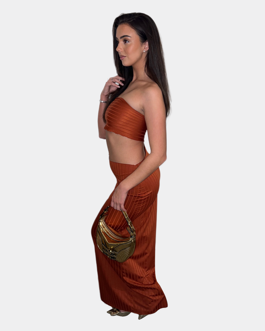 Ribbed Co-ord Set - Maxi Skirt and Bandeau Top